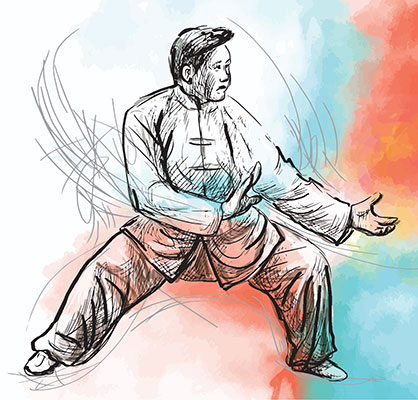 Tai Chi male warrior illustration.
